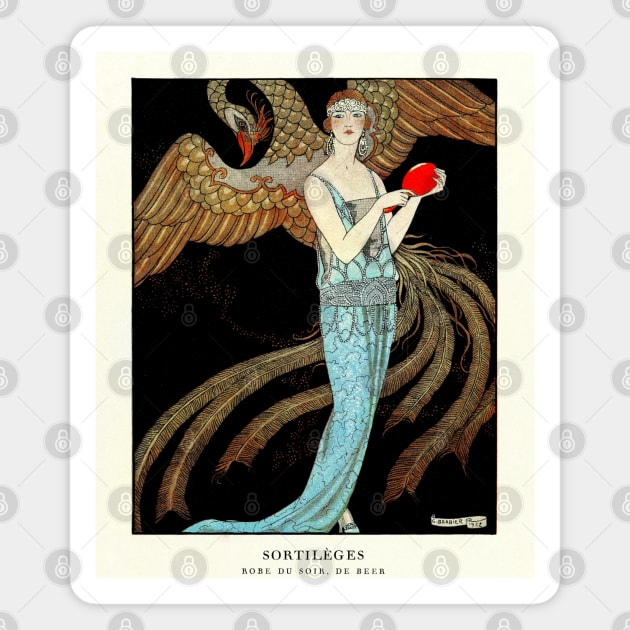 Fashion Illustration - Sortilèges: Evening dress, de Beer (1922) by George Barbier T-Shirt Magnet by StasiaProducts